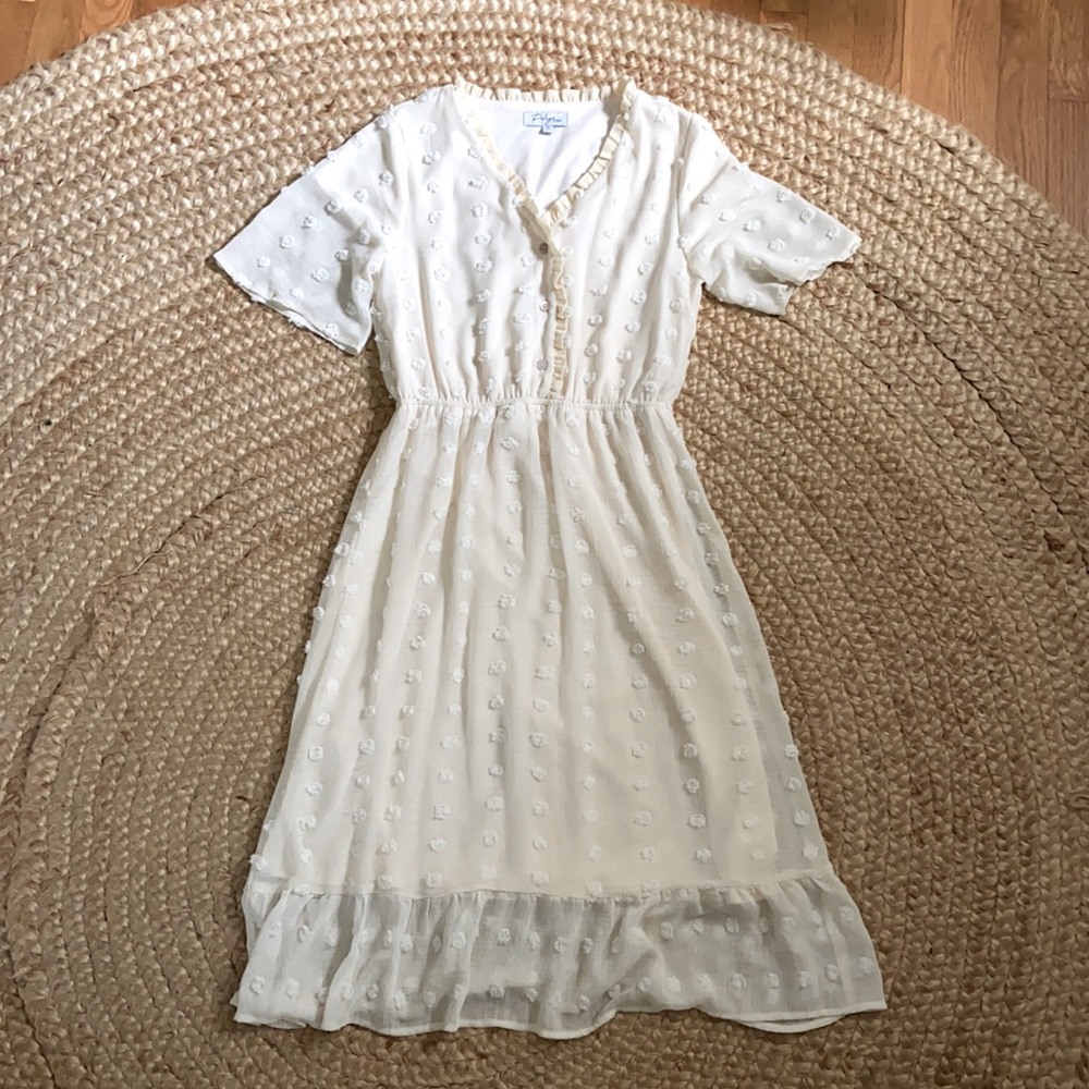 Worn Once! Cream Swiss Dot Dress Size S